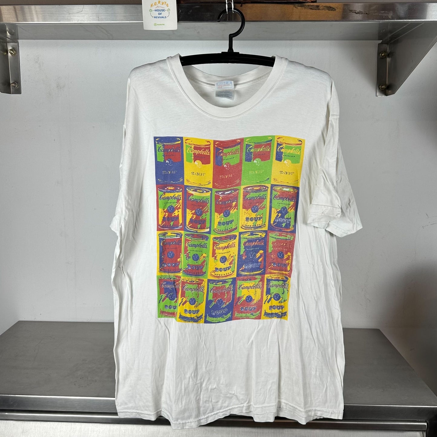 Vintage 90s Andy Warhol Campbell’s Soup Can Artwork Hanes XL T-shirt