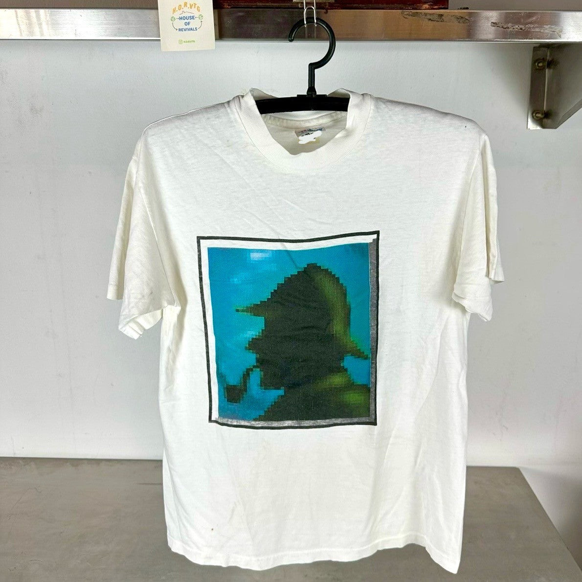 Vintage 90s Pixel Computer Artwork Double Sided Medium T-Shirt