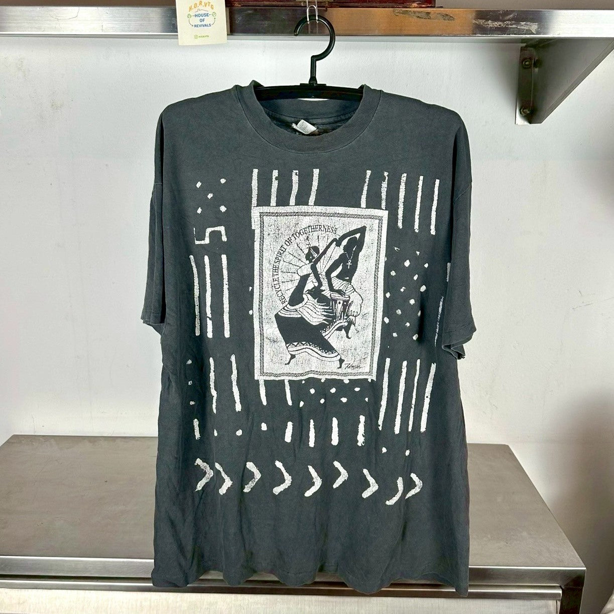Vintage 1993 Recycle The Spirit of Togetherness Tribal AOP Artwork XL Single Stitch T-Shirt