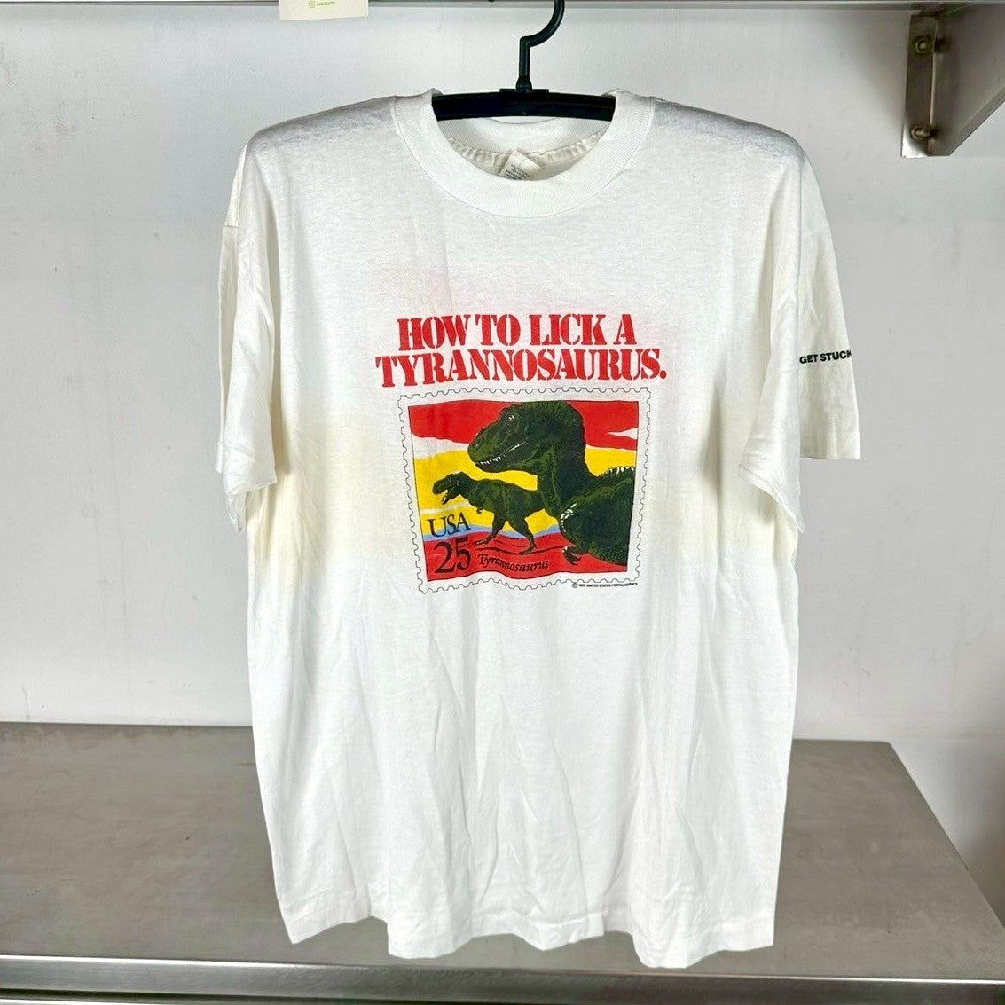 Vintage 1989 Tyrannosaurus USPS Stamp Dinosaur Artwork XL Single Stitch T-Shirt