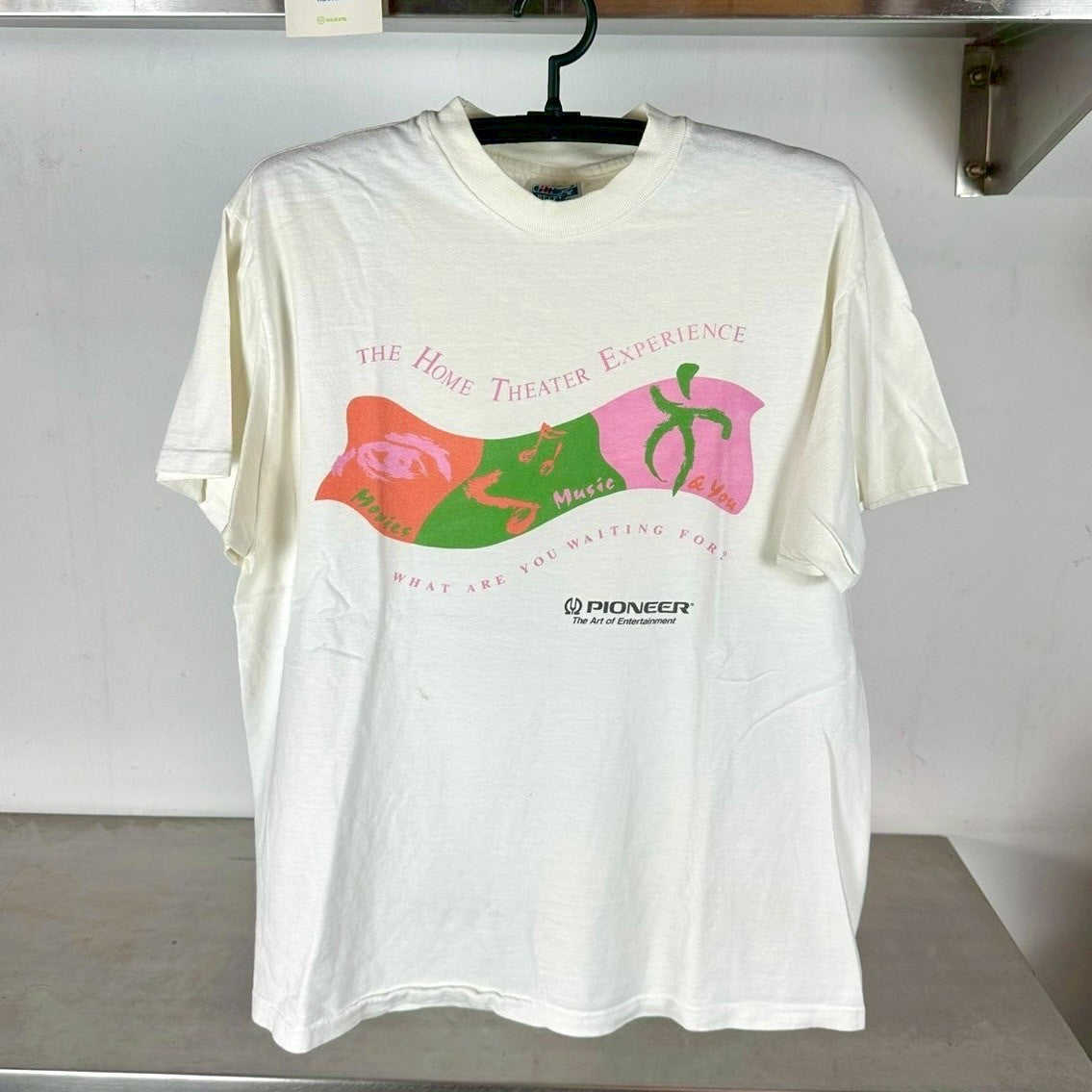 Vintage 90s Pioneer The Home Theater Experience Promo Large Single Stitch T-Shirt