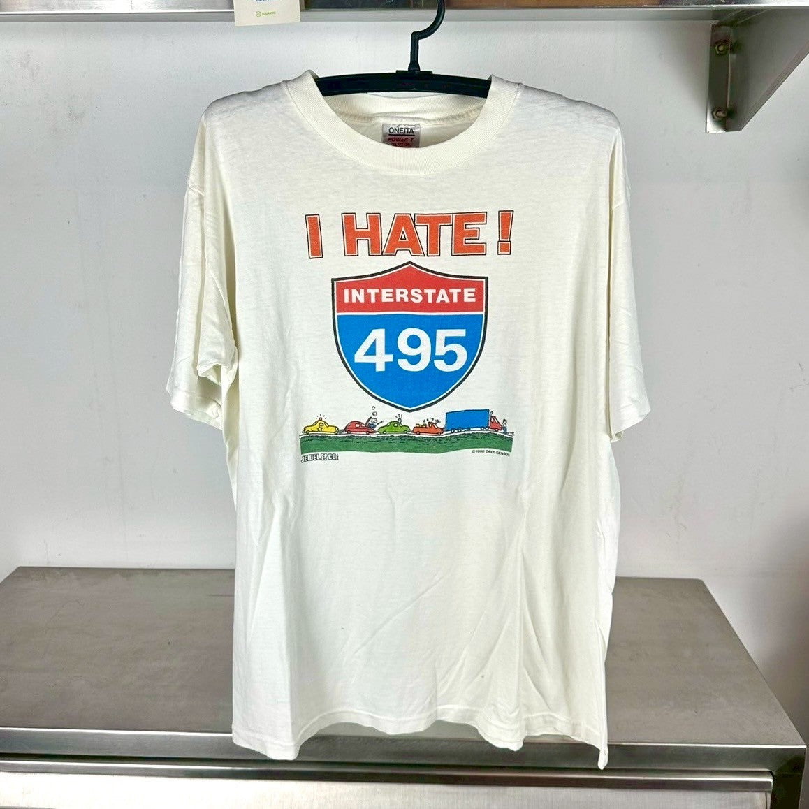 Vintage 1988 I Hate Interstate 495 Dave Genson Humor Artwork XL Single Stitch T-Shirt