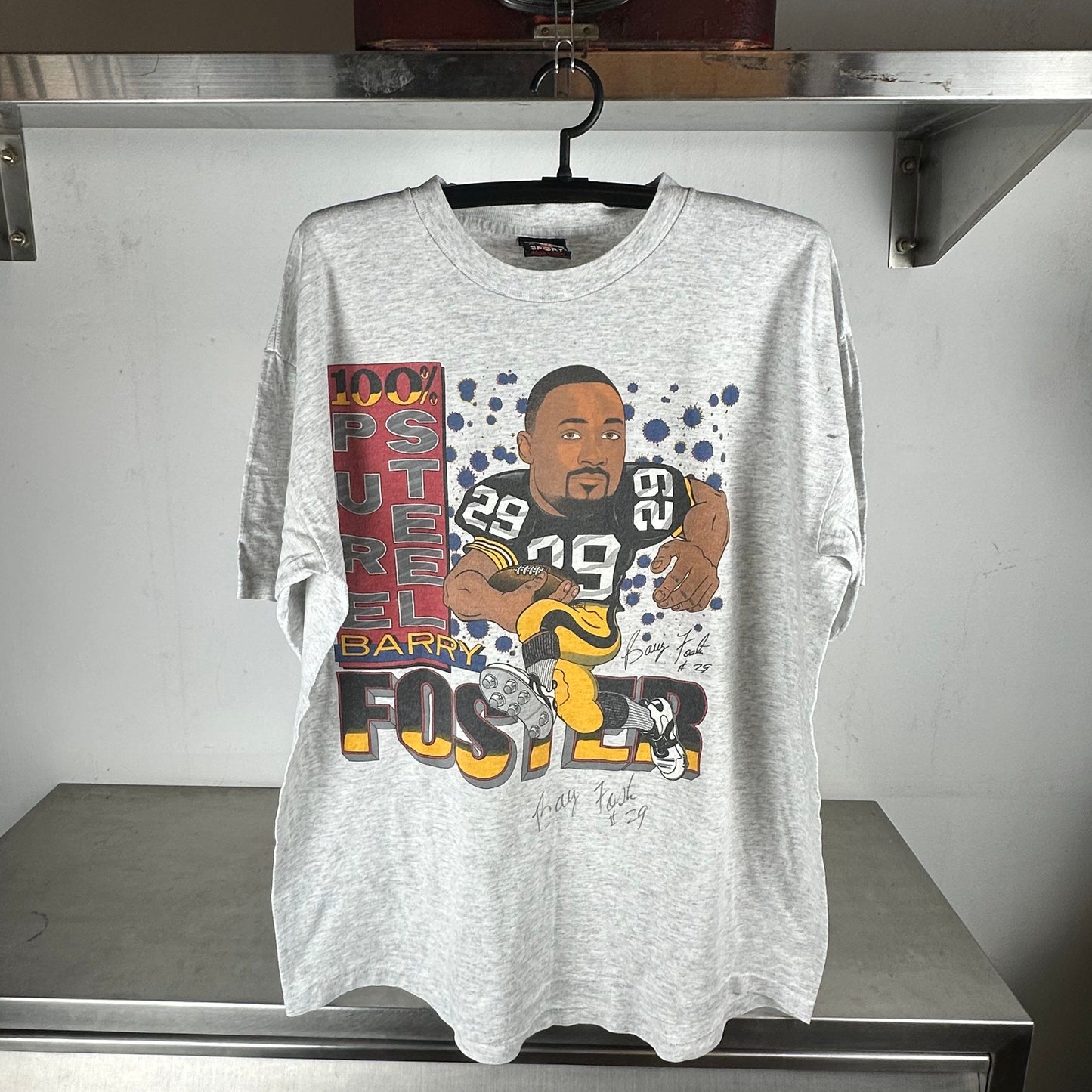 Vintage 90s Barry Foster Pittsburgh Steelers Caricature NFL T-Shirt