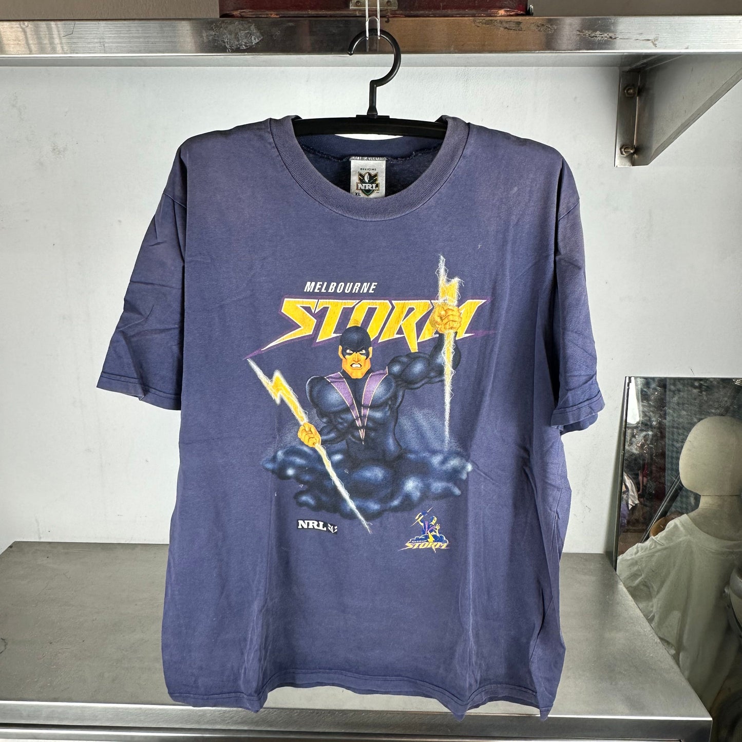 Vintage 90s Melbourne Storm NRL Mascot Graphic T-shirt