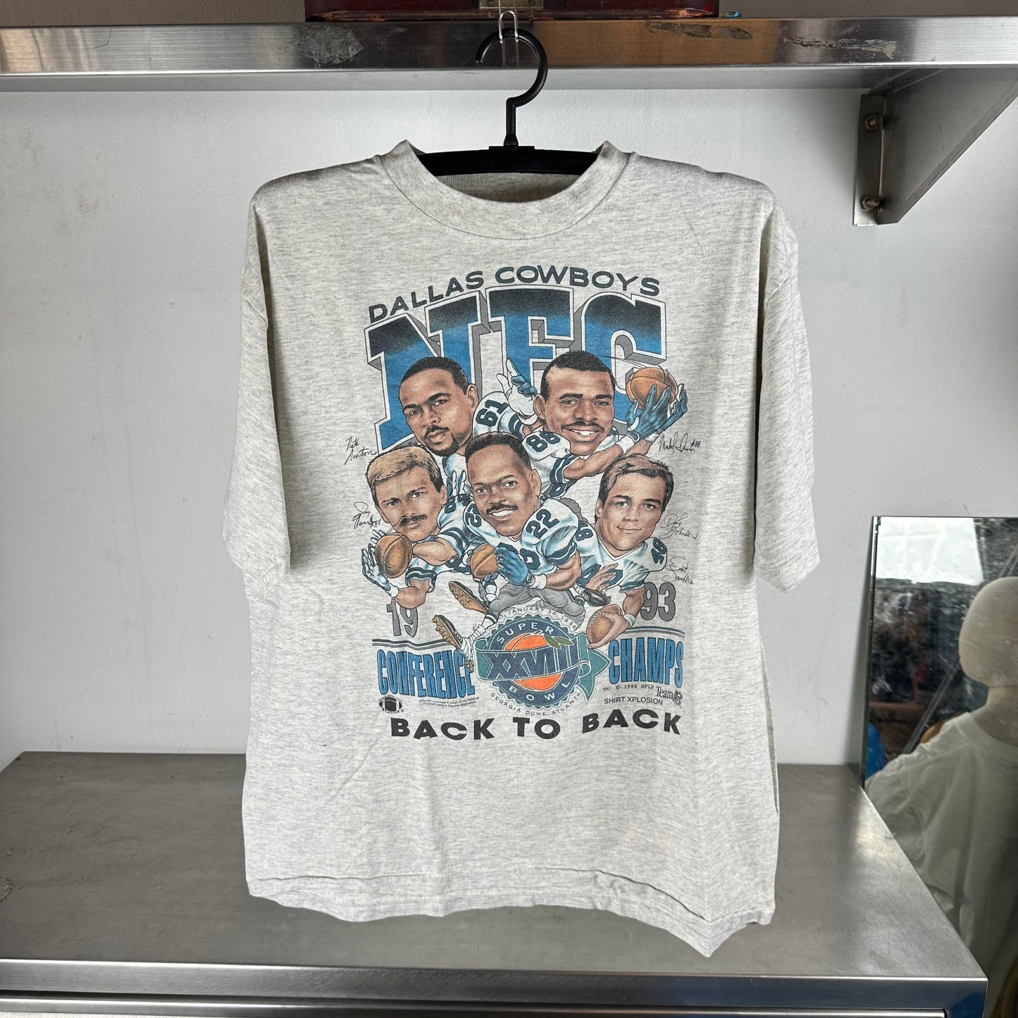Vintage 1993 Dallas Cowboys NFC Conference Champs Caricature T-Shirt