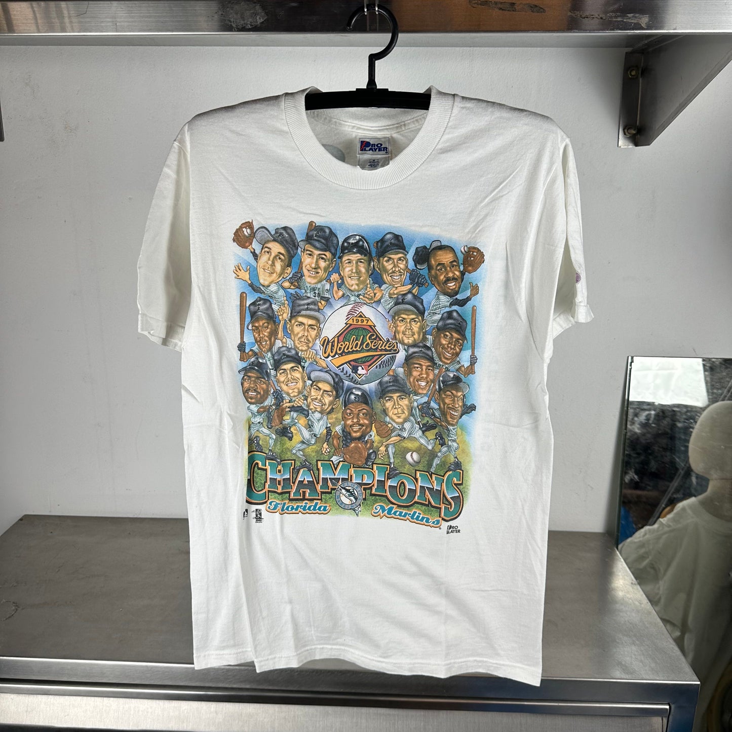 Vintage 1997 Florida Marlins MLB World Champions Caricature T-Shirt
