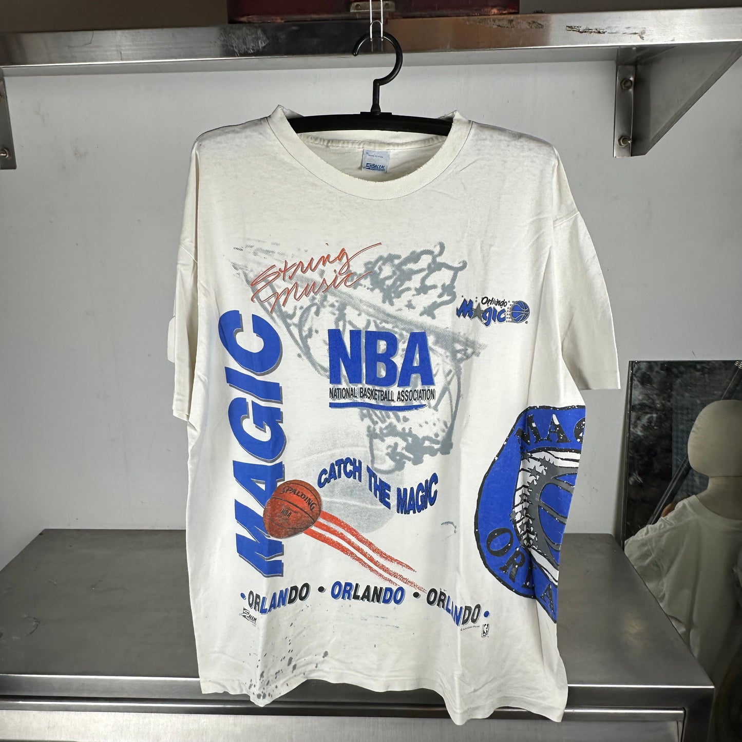 Vintage 1990 Orlando Magic Aerial Assault NBA AOP Salem Sportswear XL T-Shirt