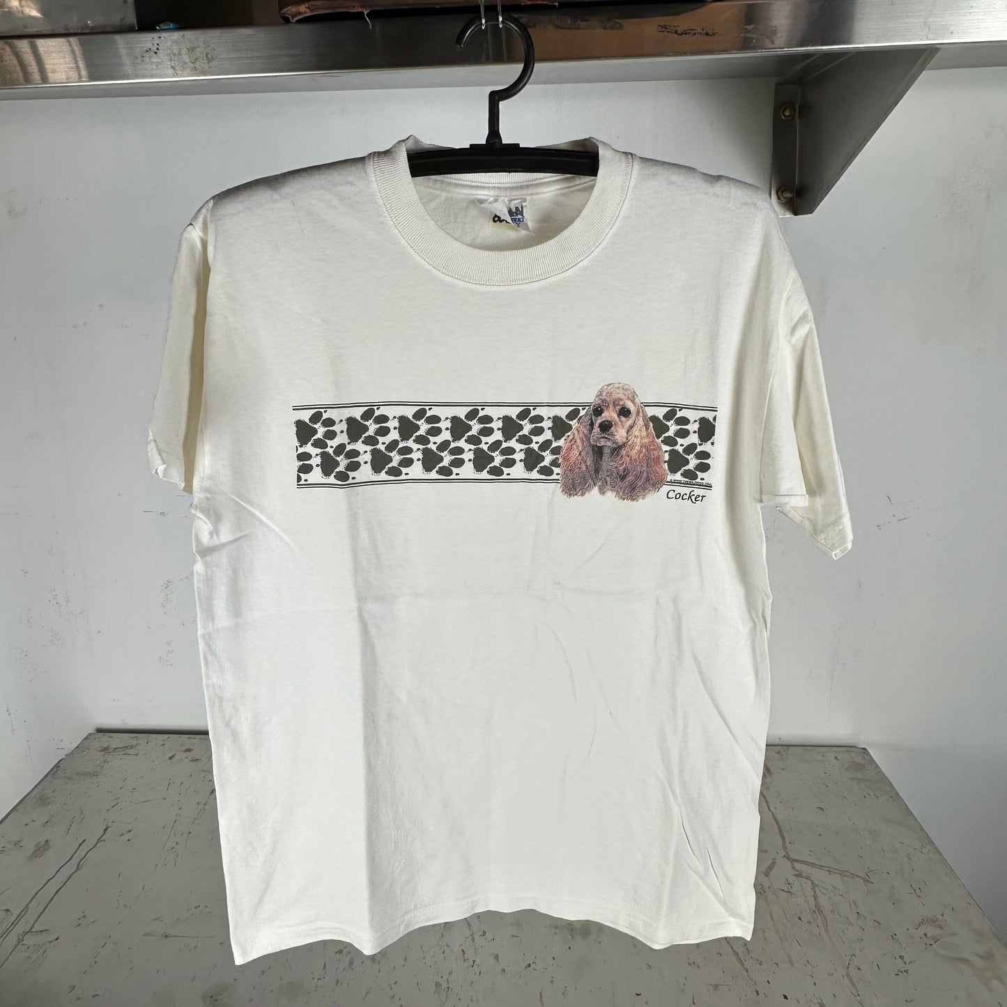 Vintage 2000s Cocker Spaniel Dog Artwork Graphic T-Shirt