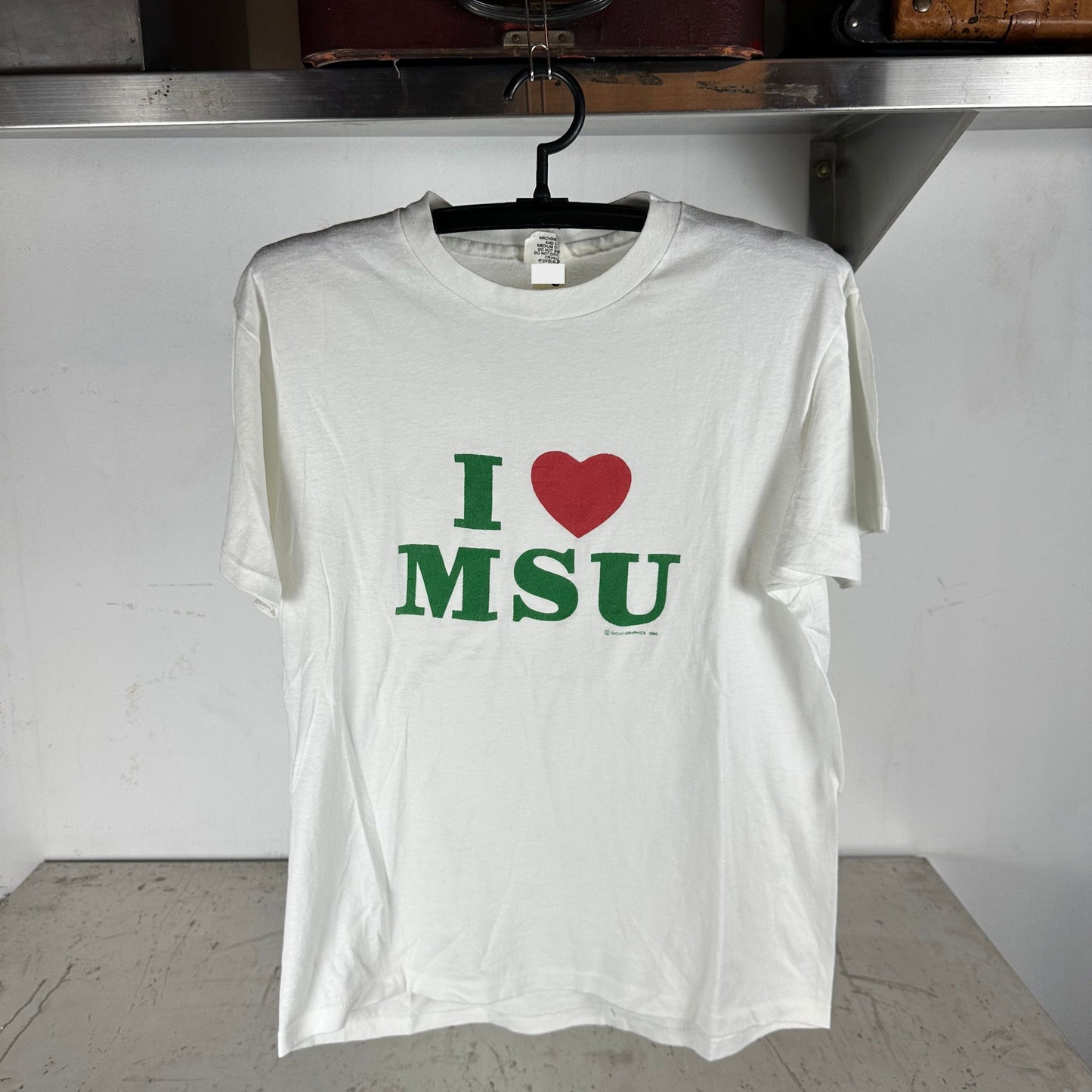 Vintage 1980 I love MSU Michigan State University T-Shirt