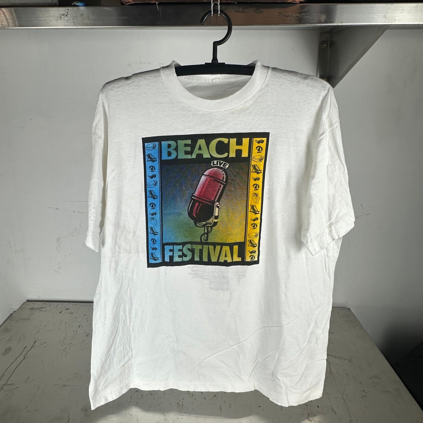 Vintage 90s Rod Stewart Bobby Womack Beach Life Festival Concert T-shirt