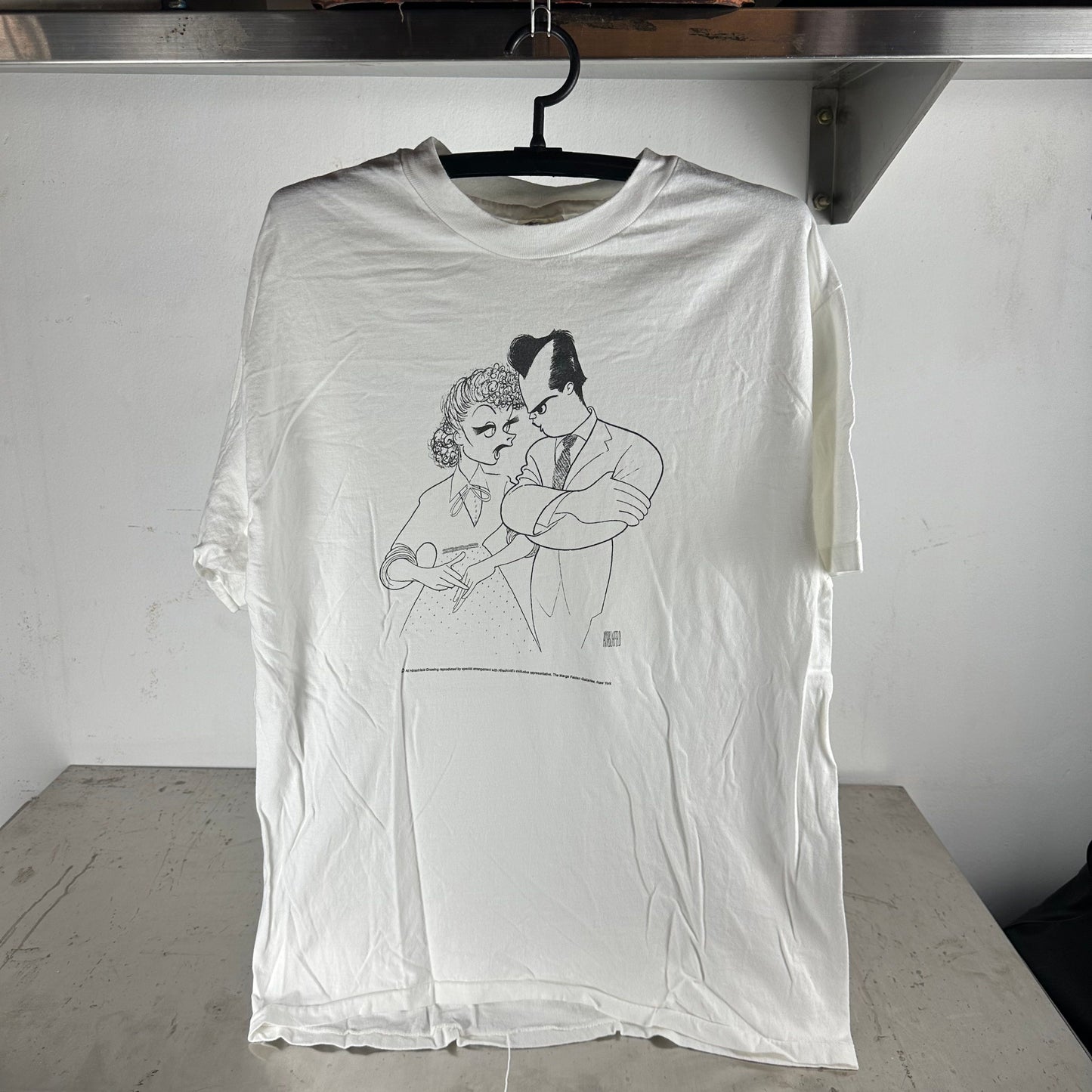 Vintage 90s Al Hirschfeld Drawing Artwork XL T-shirt
