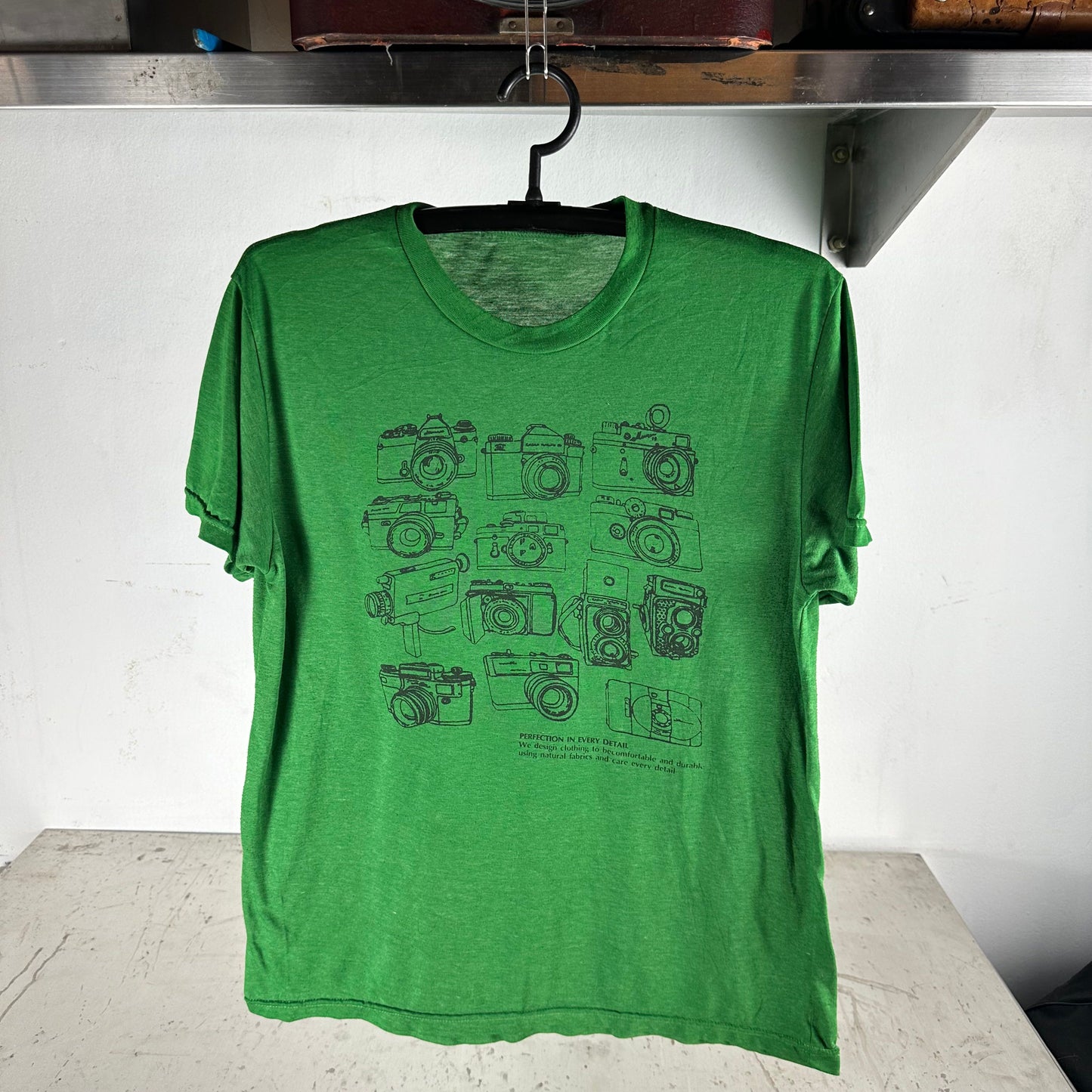 Vintage 80s Perfection In Every Detail Cameras Artwork T-shirt