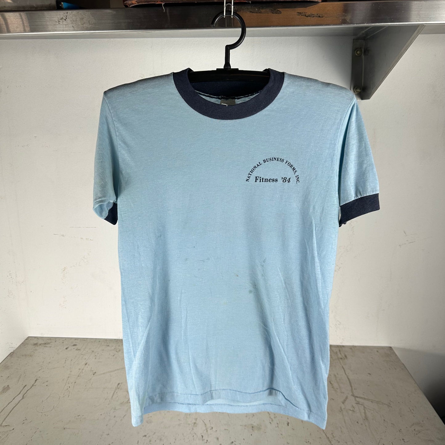 Vintage 1984 Nothing Beats Fitness Graphic Ringer T-shirt