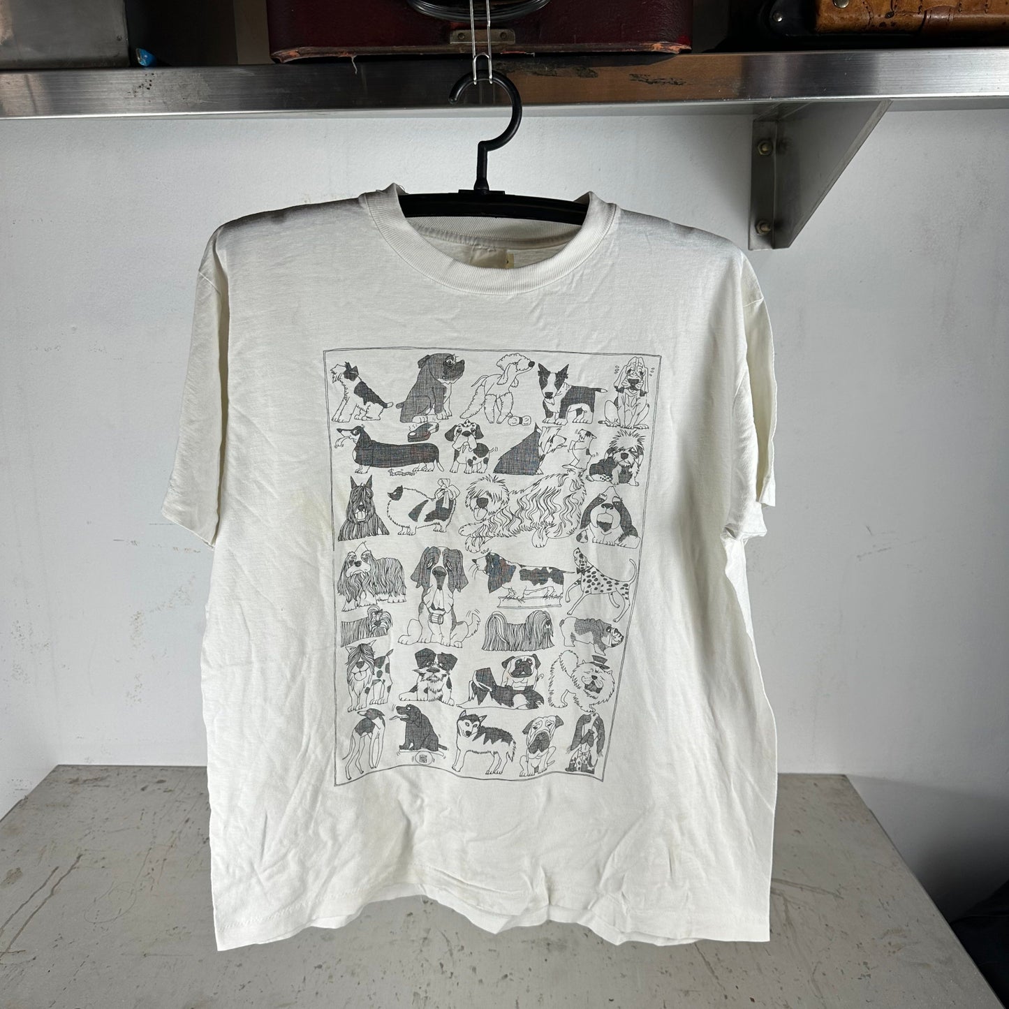 Vintage 90s Dog Breeds Drawing Artwork Graphic T-shirt