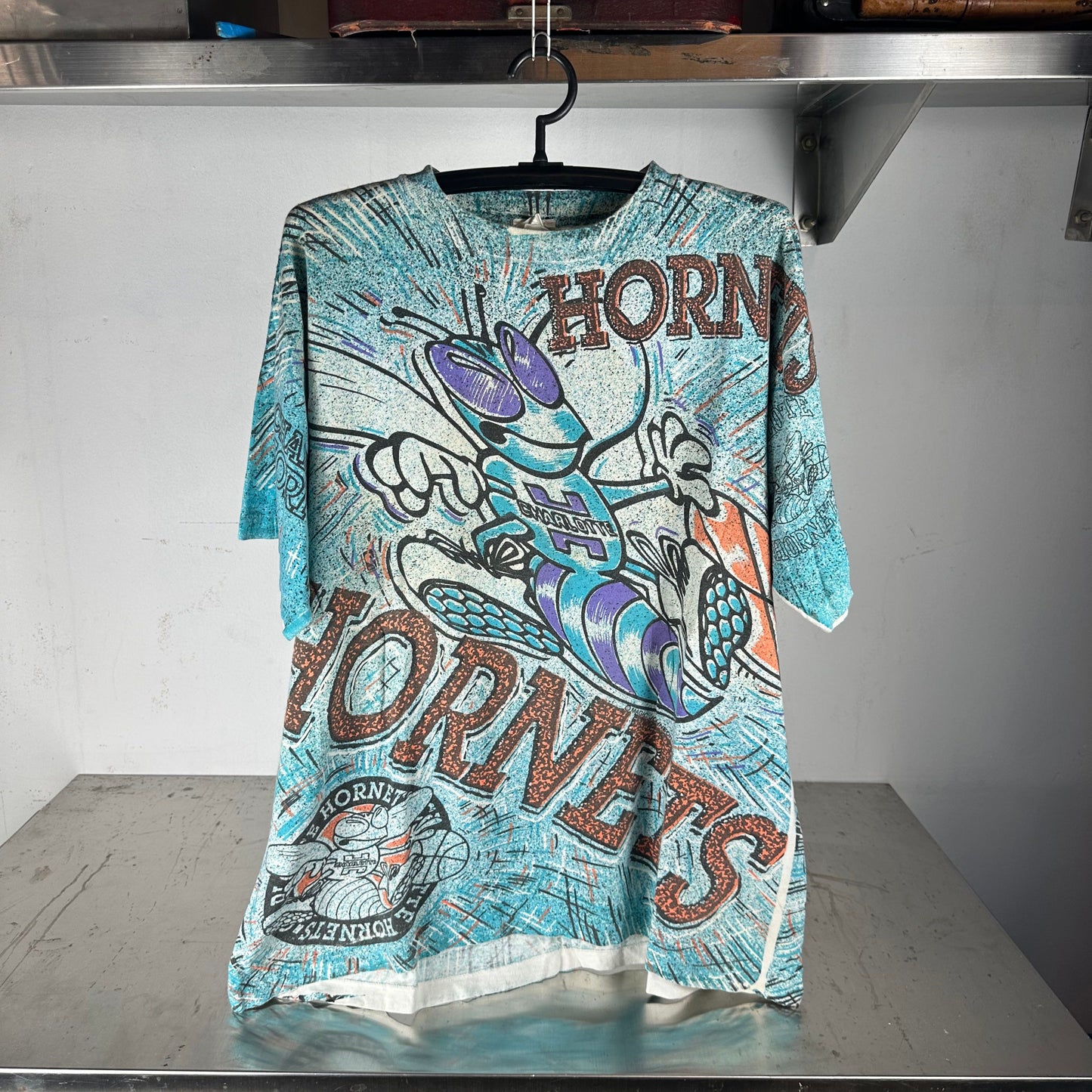 Vintage 90s Charlotte Hornets All Over Print NBA AOP T-shirt