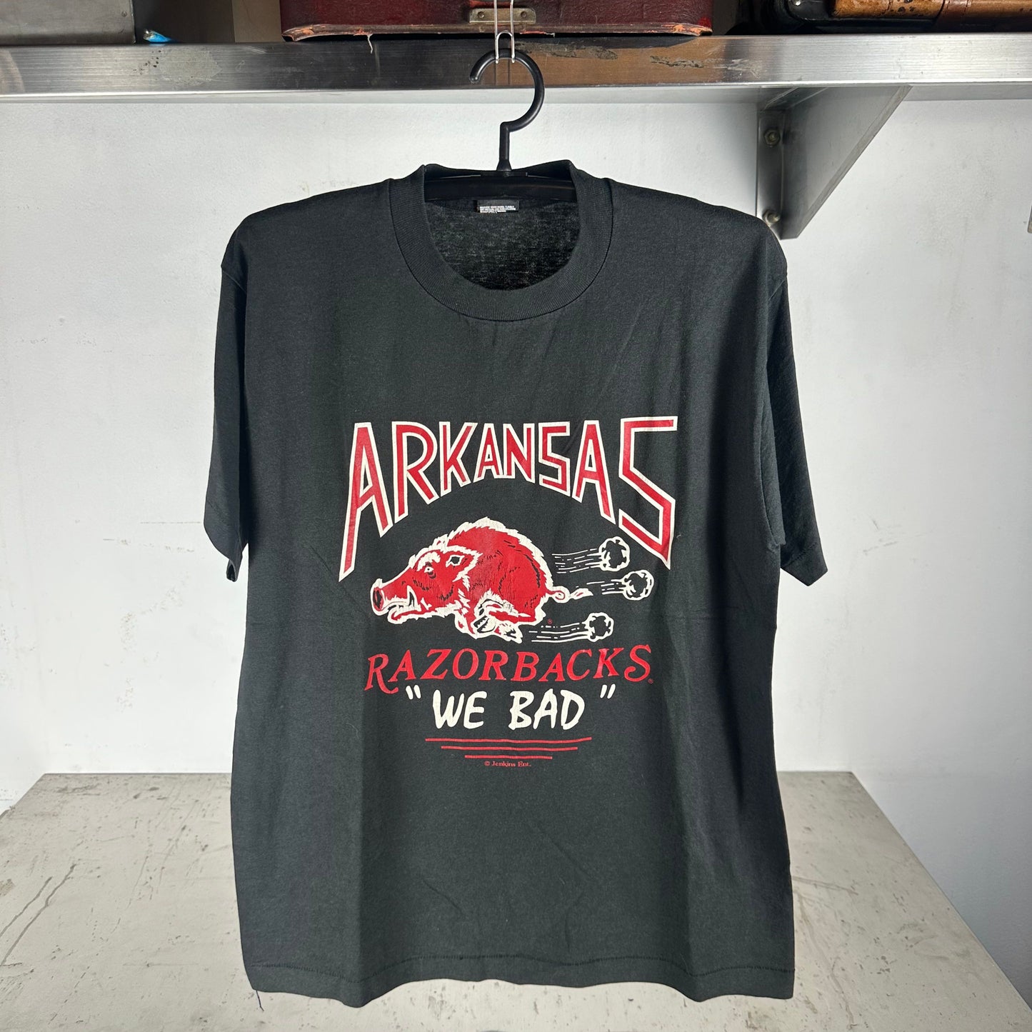 Vintage 80s Arkansas Razorbacks We Bad NCAA Graphic T-shirt