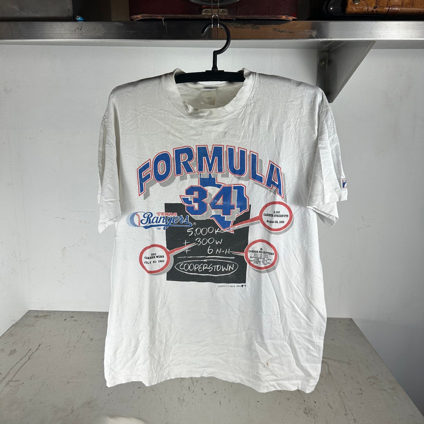 Vintage 1990 Texas Rangers Formula 34 MLB Graphic Large T-shirt