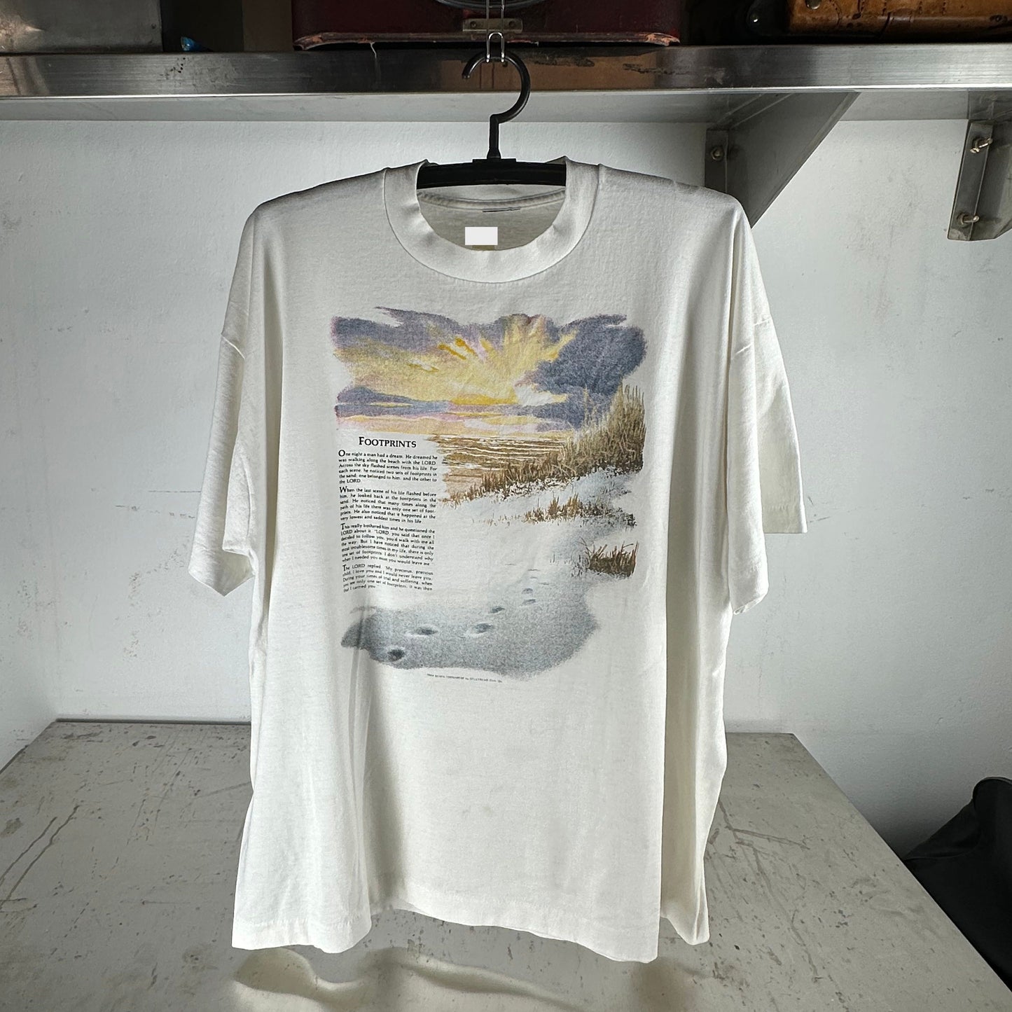 Vintage 1989 Footprints Dreamed With The Lord Religion Artwork T-shirt