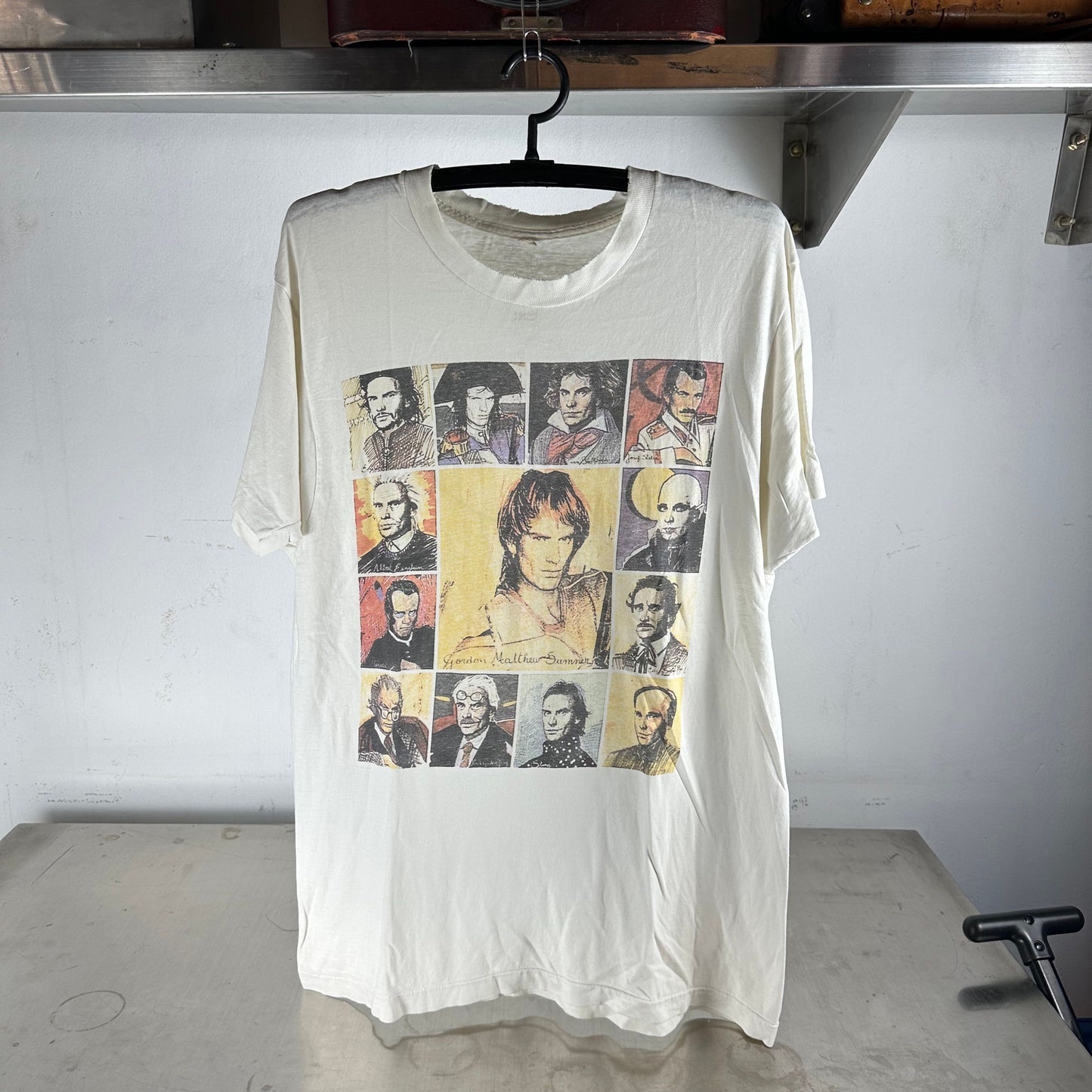 Vintage 1991 Sting The Police Band Singer Artwork Graphic T-shirt