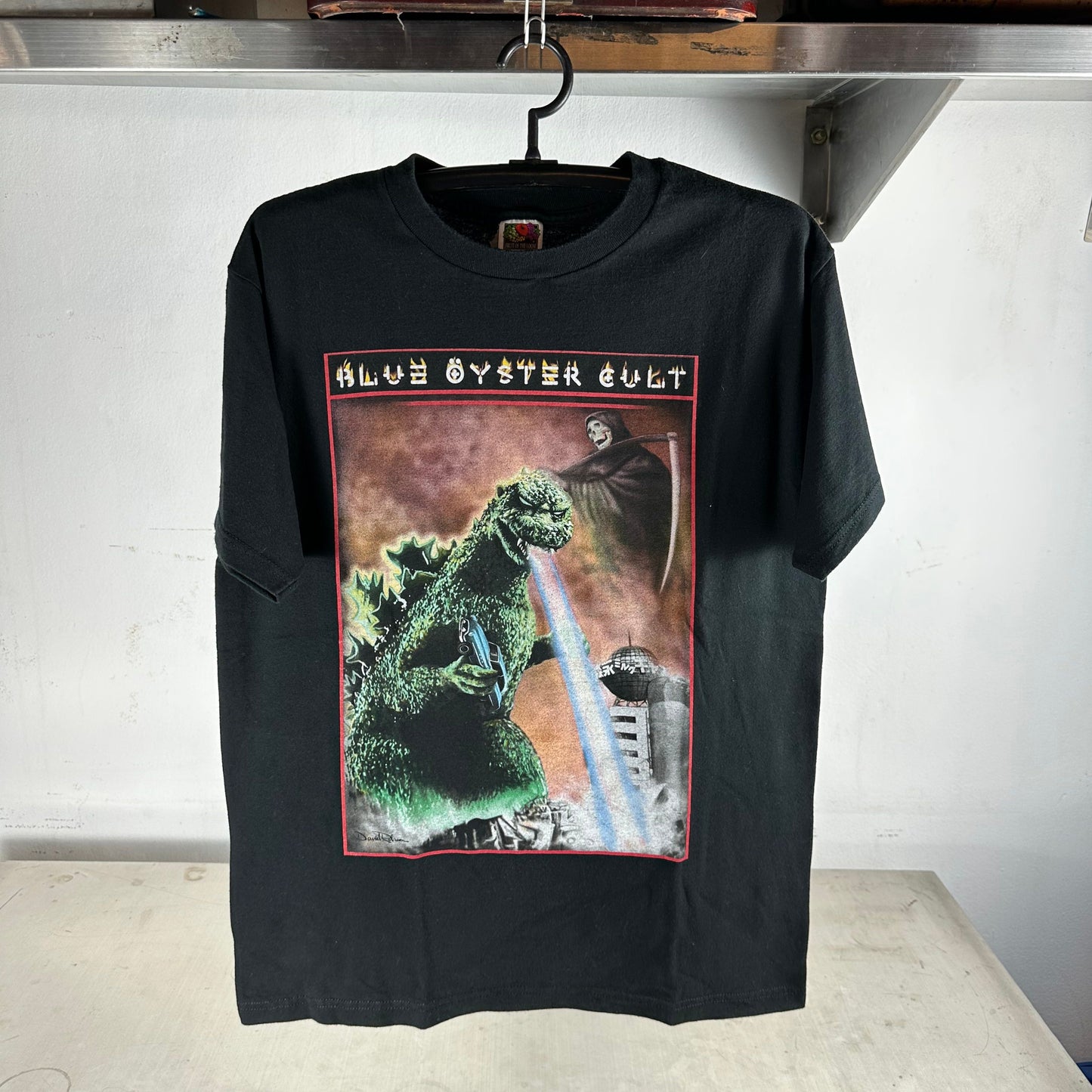 Vintage 90s Blue Oyster Cult Reaper Godzilla Rock Band Graphic T-shirt