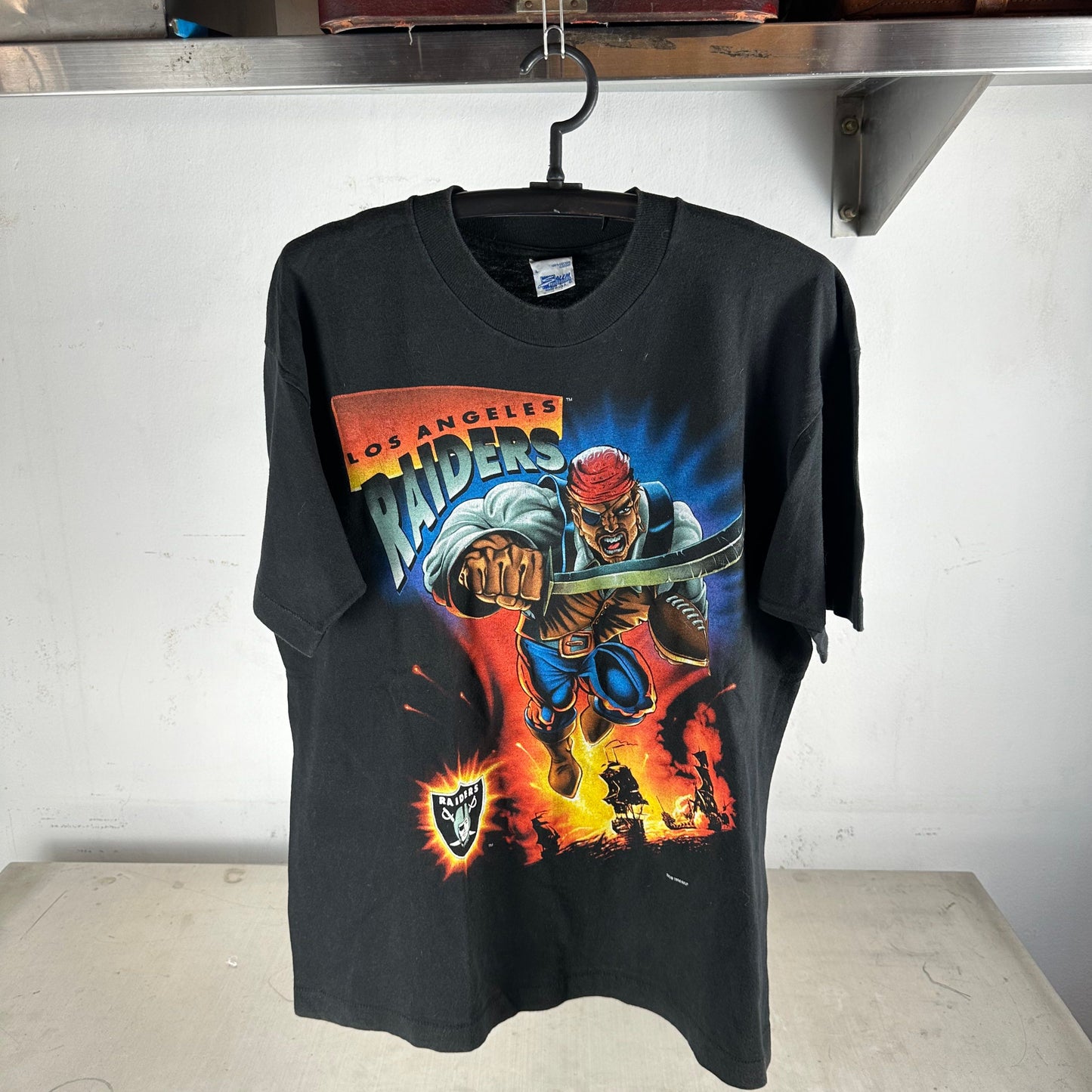 Vintage 1994 Los Angeles Raiders NFL Superhero Salem Sportswear T-Shirt