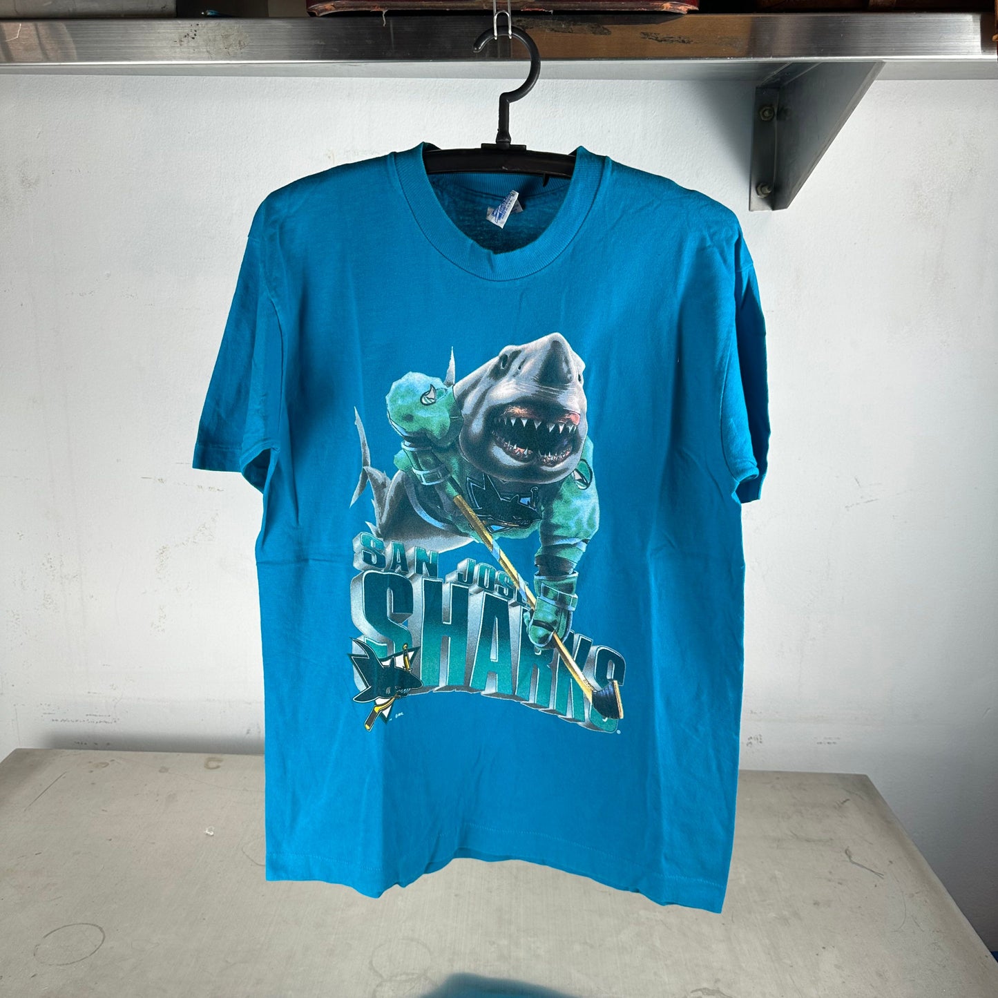 Vintage 90s San Jose Sharks NHL Mascot Salem Sportswear Graphic T-Shirt
