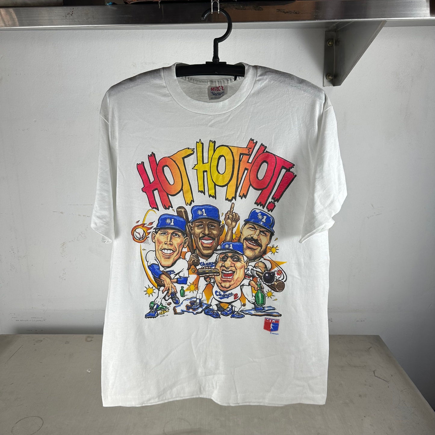 Vintage 1988 Los Angeles Dodgers MLB Champs Hot Hot Hot Caricature T-Shirt