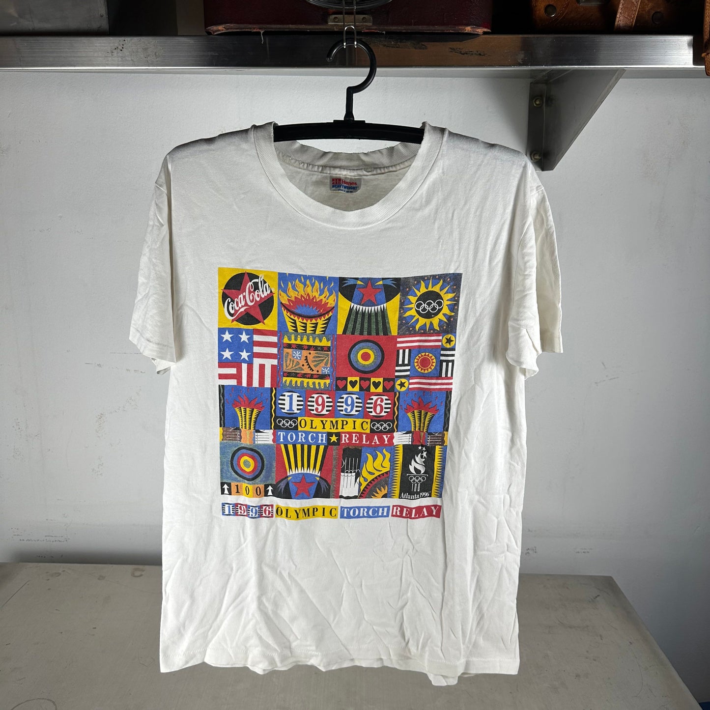 Vintage 1996 Atlanta Olympic Torch Relay Artwork Graphic T-Shirt