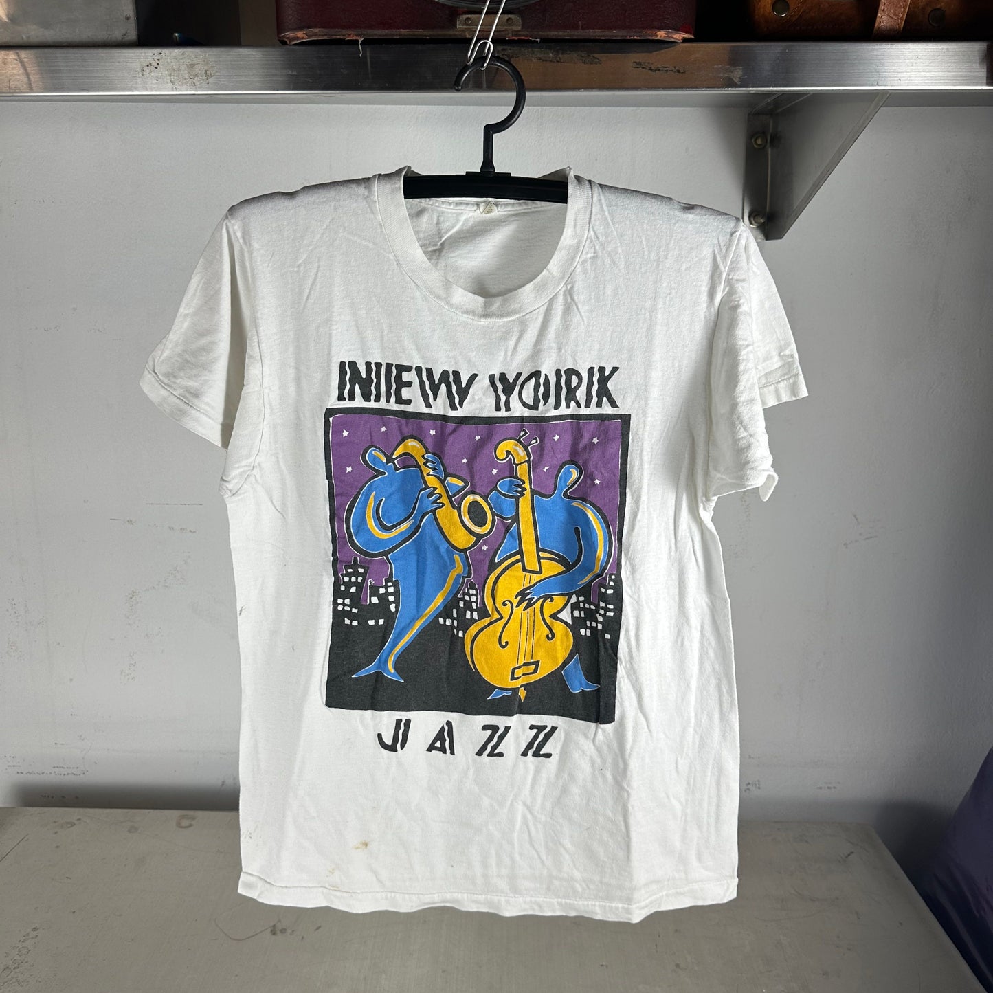 Vintage 80s New York Jazz Artwork Graphic T-shirt