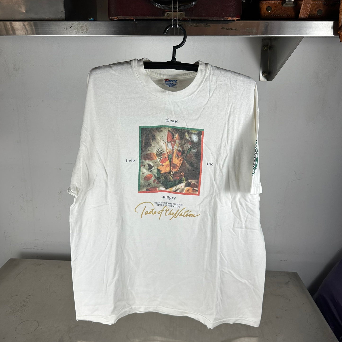 Vintage 90s Please Help the Hungry Starbucks Coffee Charity T-shirt