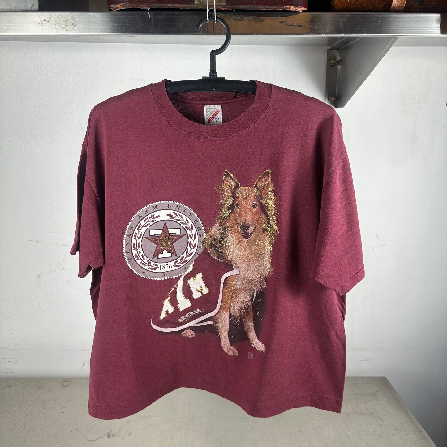 Vintage 90s Texas A&M Reveille Dog Mascot NCAA Graphic T-shirt