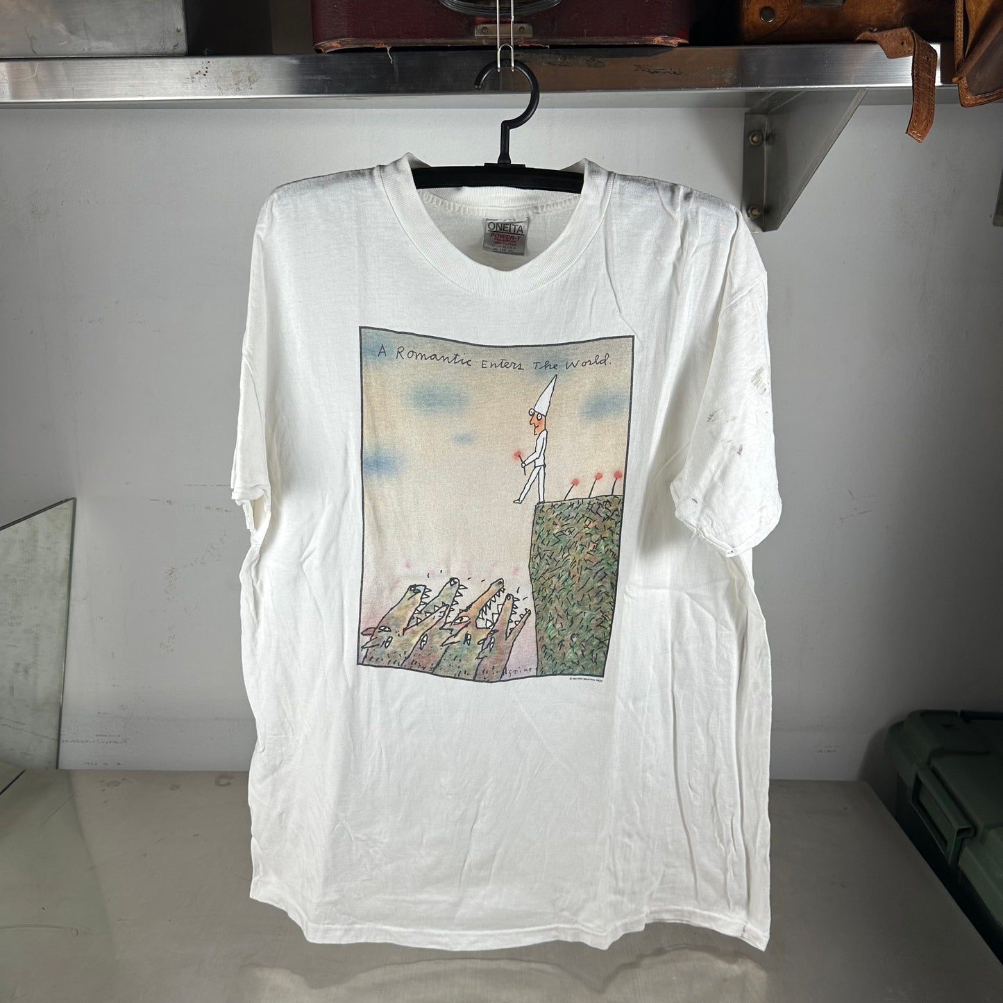 Vintage 1991 Richard Stine A Romantic Enters The World Art T-shirt