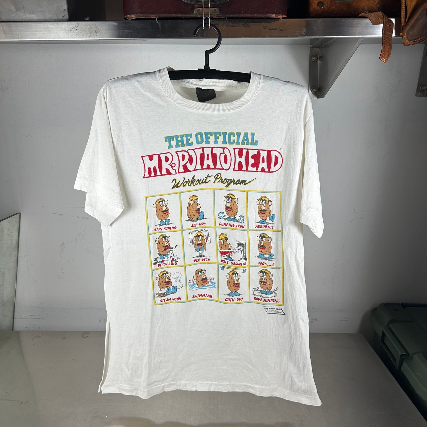 Vintage 1987 Hasbro The Official Mr. Potato Head Workout Program T-shirt