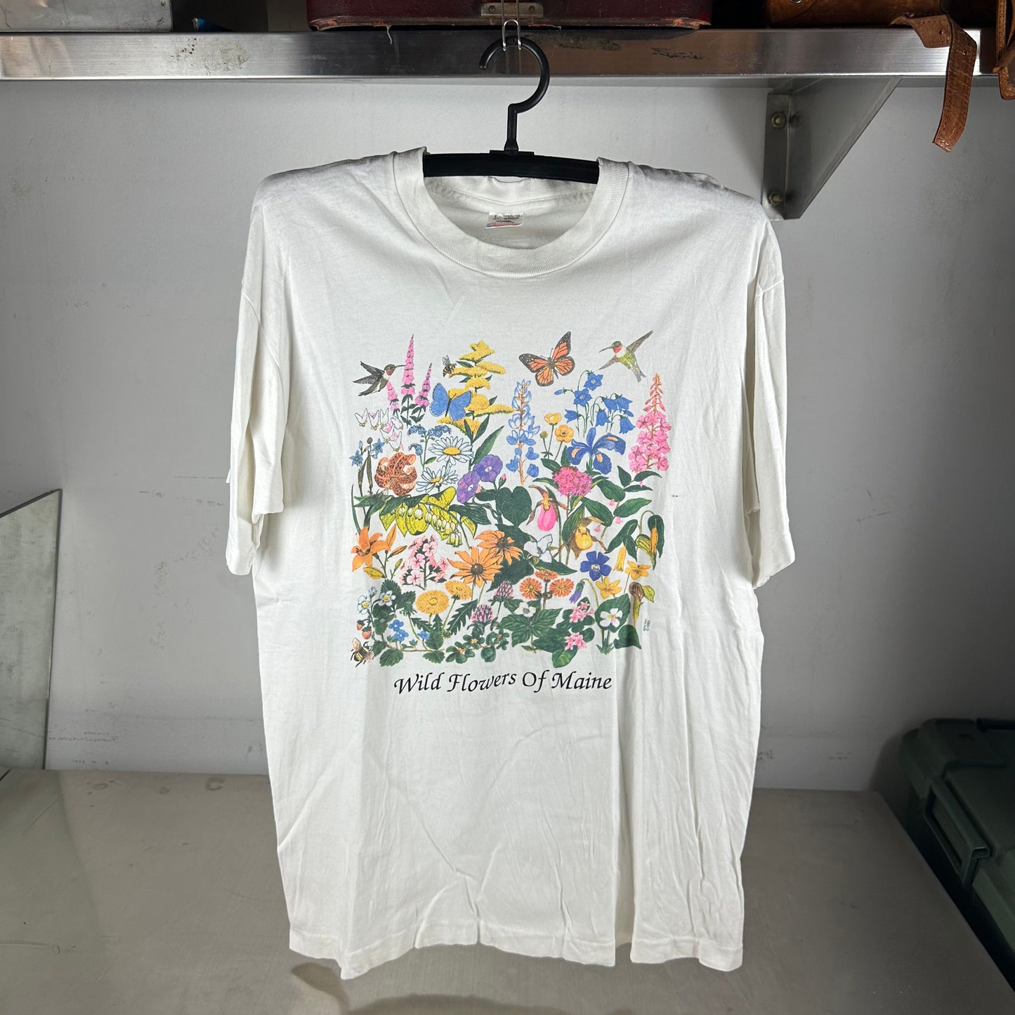 Vintage 1992 Wild Flowers of Maine Floral Nature Artwork Single Stitch T-shirt