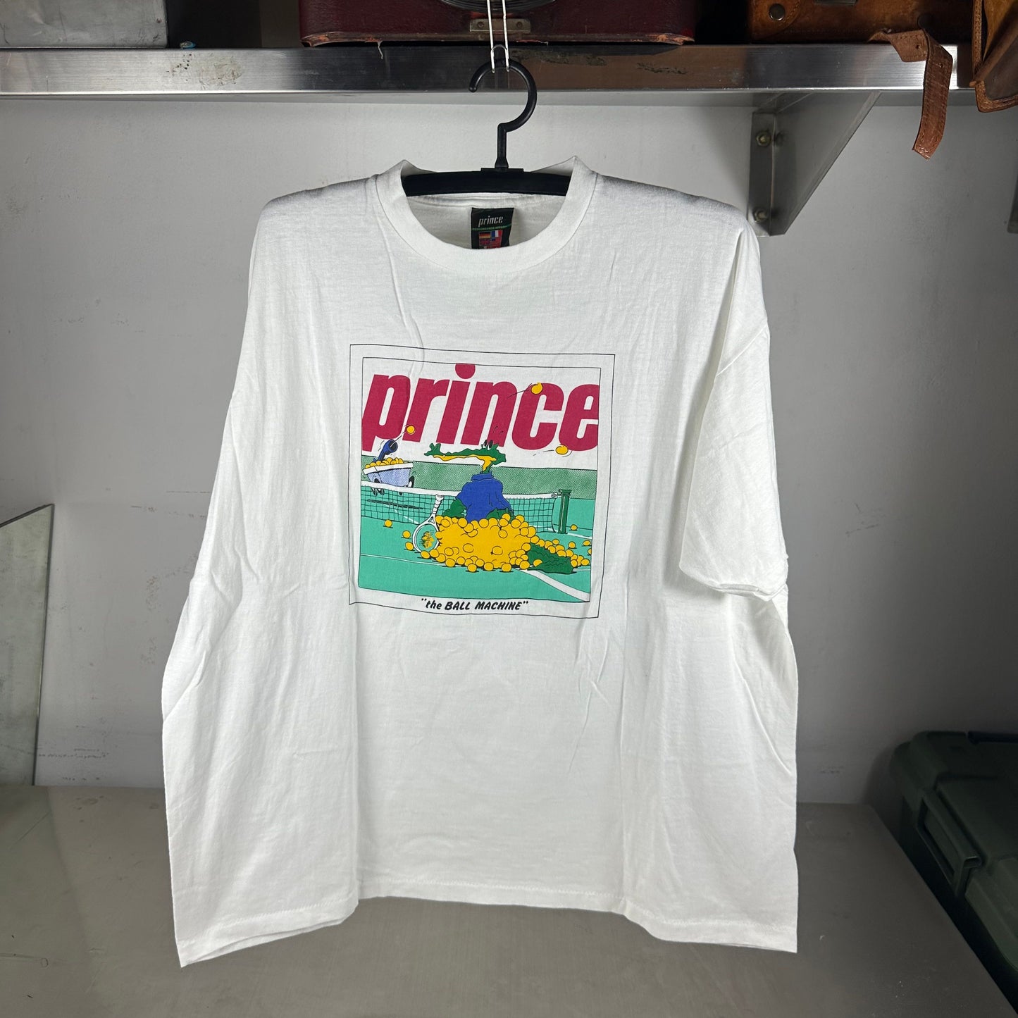 Vintage 90s Prince Tennis The Ball Machine Graphic Single Stitch T-shirt