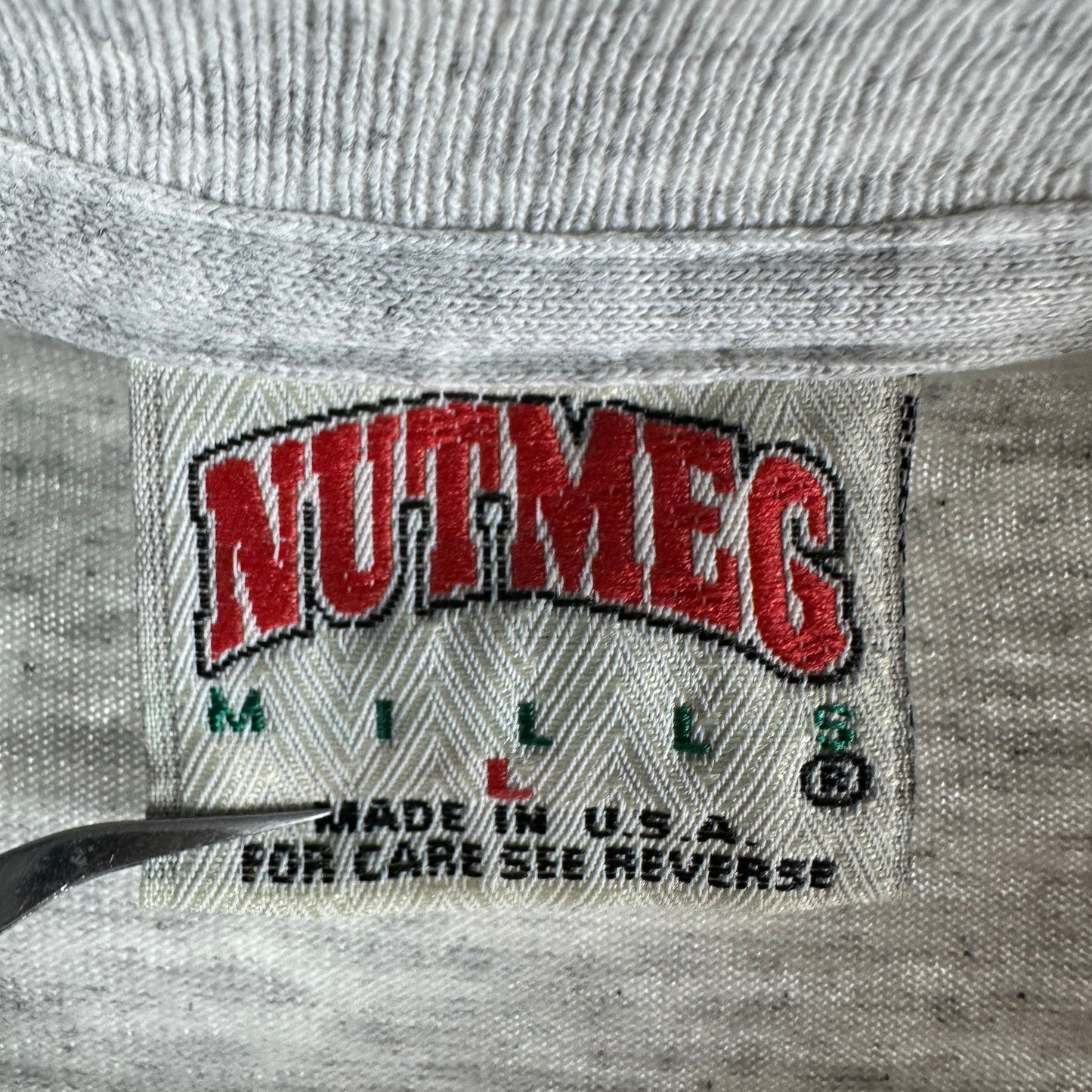 Vintage 90s Miami Hurricanes NCAA Mascot Nutmeg Double Sided Graphic T-shirt