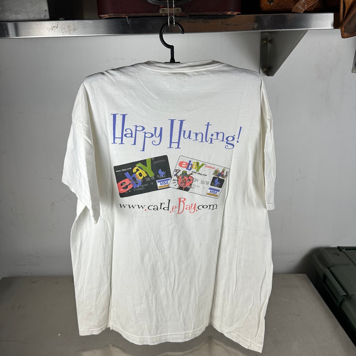 Vintage 90s Ebay Card Happy Hunting Promo Graphic T-shirt