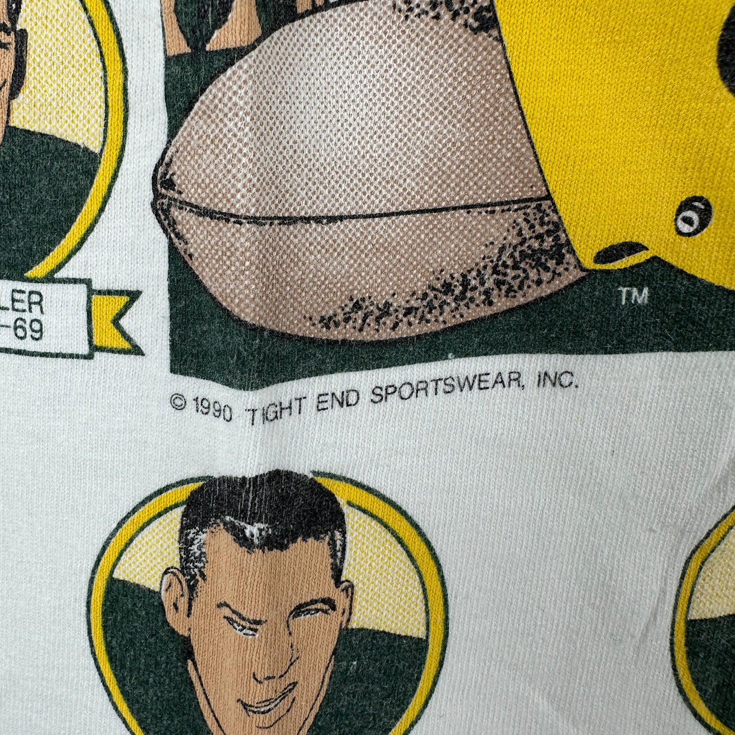Vintage 1990 Green Bay Packers Legends NFL Caricature Single Stitch T-Shirt