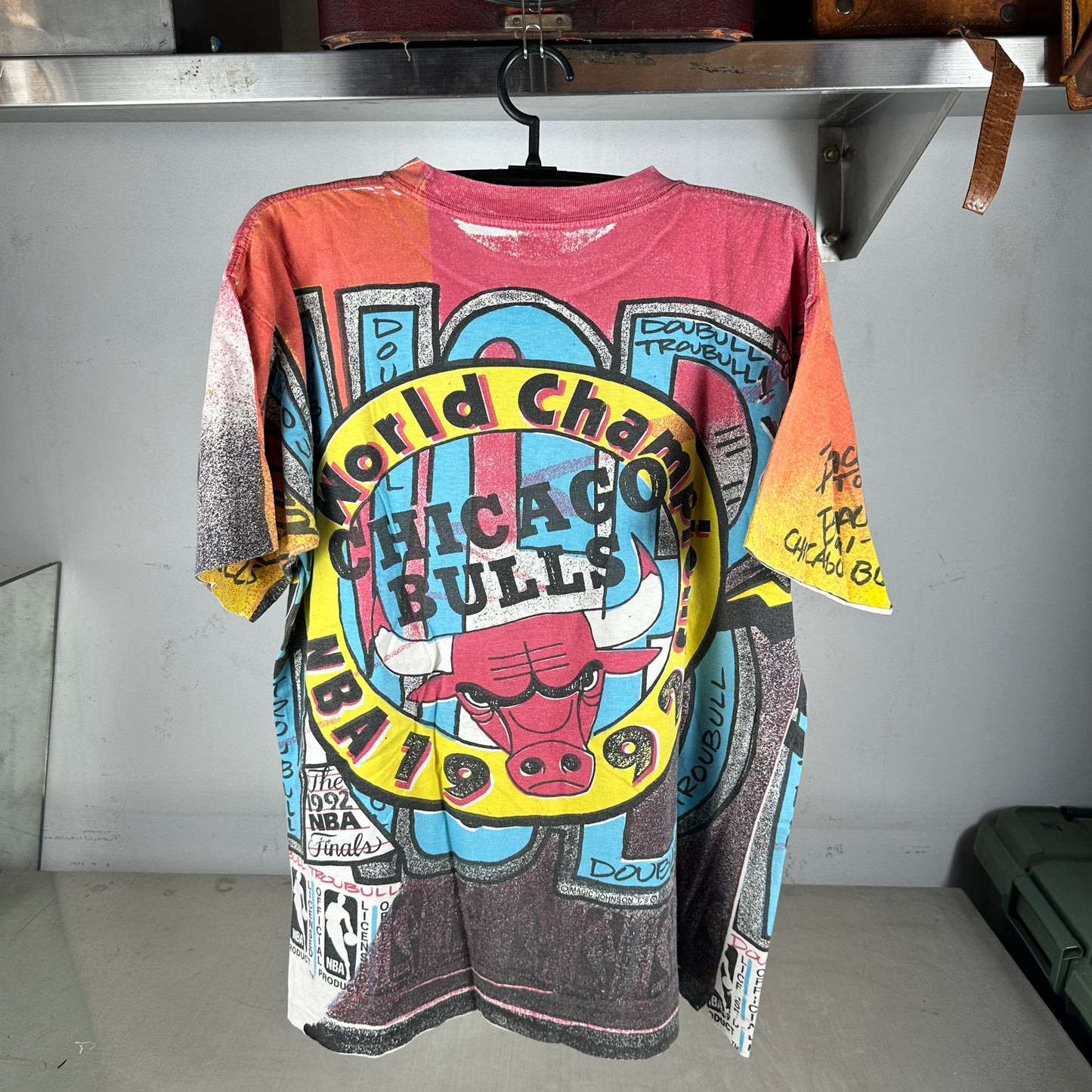 Vintage 1992 Chicago Bulls NBA World Champions AOP Single Stitch T-Shirt