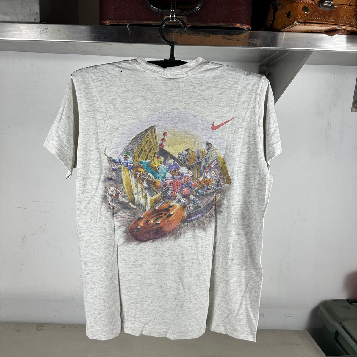 Vintage 90s Nike Street Hockey Artwork Graphic Single Stitch T-shirt