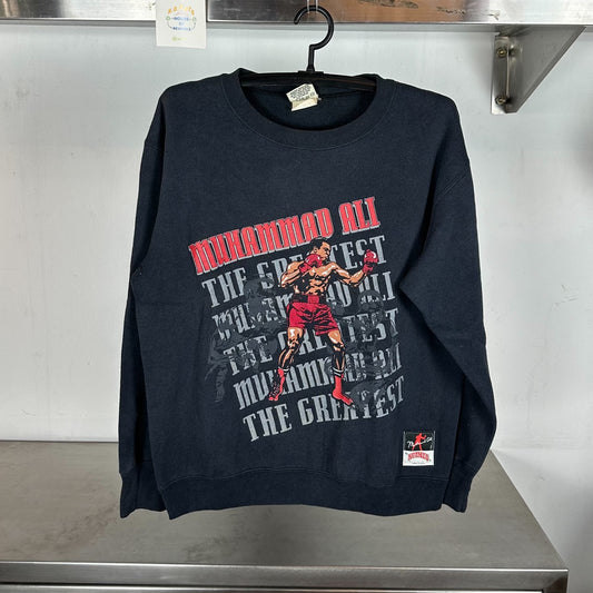 90s Muhammad Ali Boxer Nutmeg Large Black Sweater