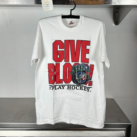 1994 Houston Aeros Give Blood! Play Hockey IHL AHL single stitch T-shirt