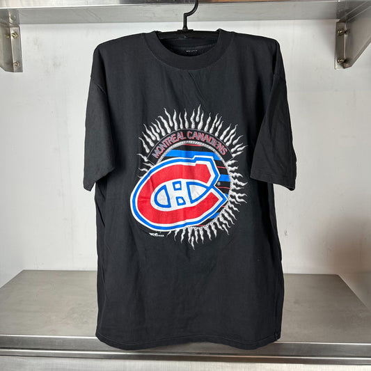 90s Montreal Canadiens Logo Hockey NHL single stitch T-shirt