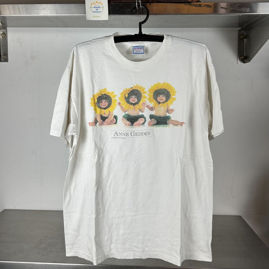 Vintage 1995 Anne Geddes Sunflower Babies Photo XL single stitch T-shirt