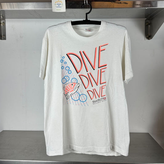 Vintage 1990 Swatch Scuba 200 Watch Dive Promo Large single stitch T-shirt