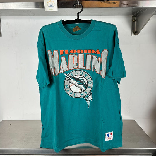 Vintage 90s Florida Marlins Baseball MLB Nutmeg XL single stitch T-shirt