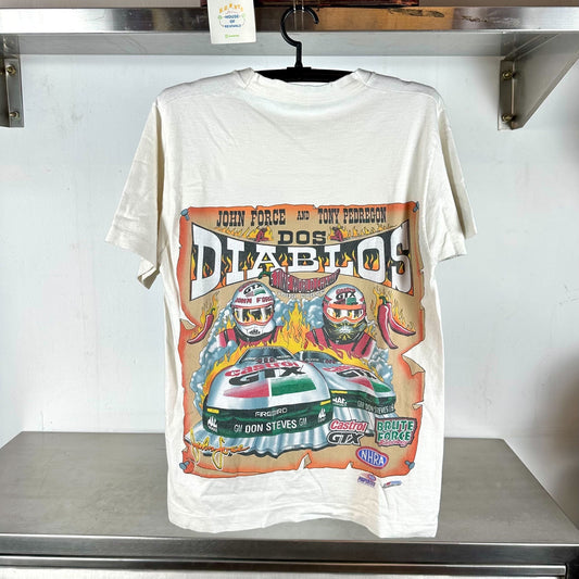 Vintage 90s Nascar Dos Diablos John Force and Tony Pedregon 5 Time World Champ single stitch T-shirt