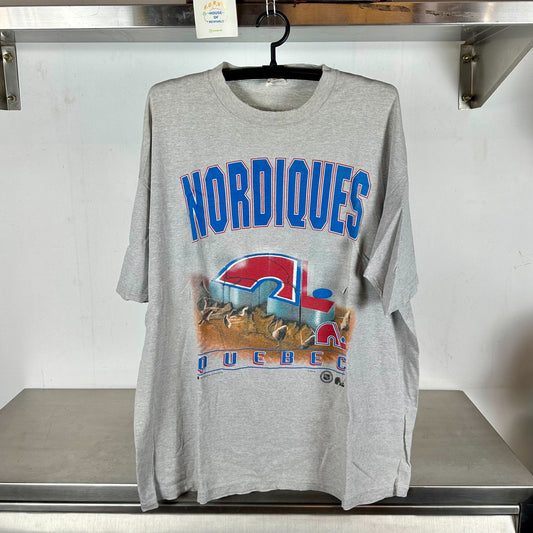 Vintage 90s Quebec Nordiques NHL Bulletin Athletic 2XL single stitch T-shirt