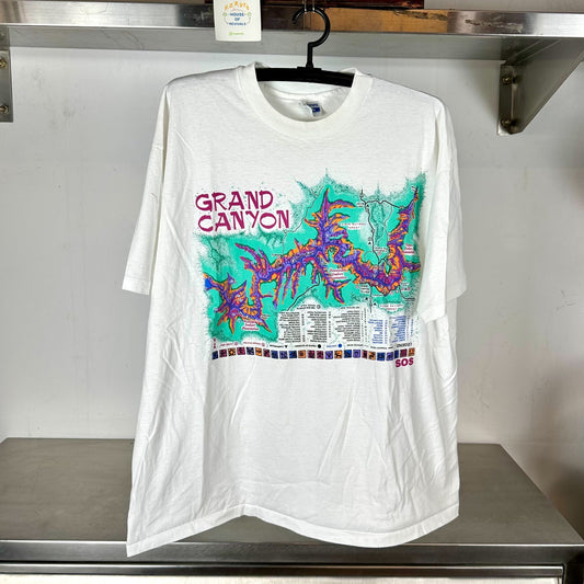 Vintage 90s Grand Canyon Mountain Heat Map Art 2XL single stitch T-shirt