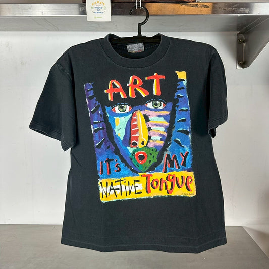 Vintage 90s Fred Babb It's My Native Tongue Art Large single stitch T-shirt